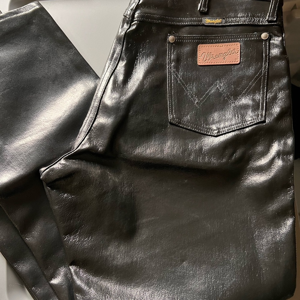 Vintage Faux Leather Wrangler Jeans.